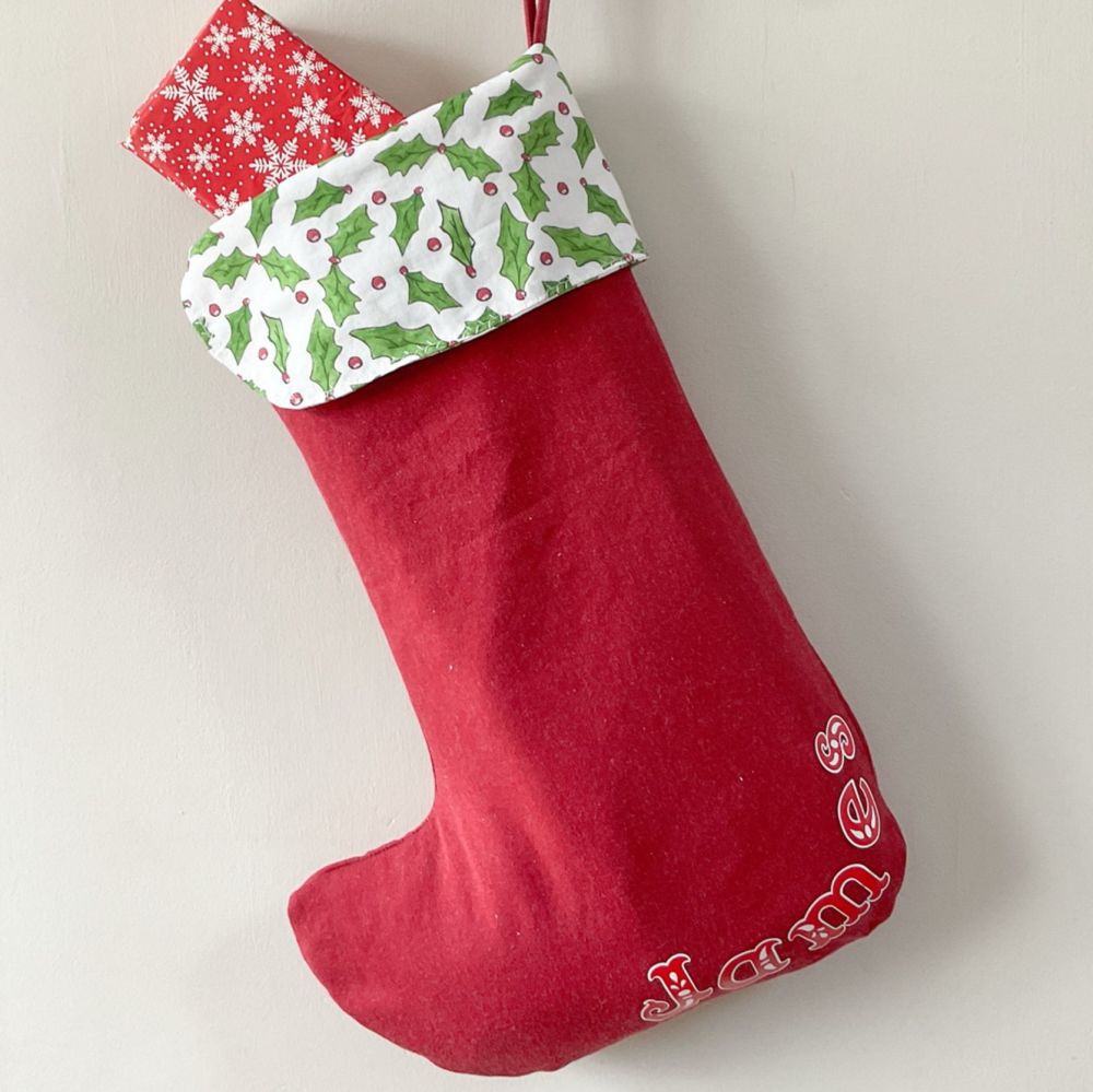 Holly cuff Christmas Stockings