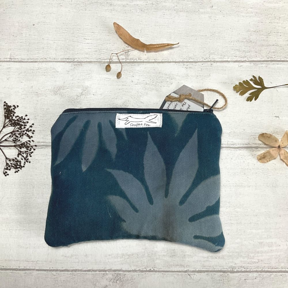 Cyanotype Leaf print pouch