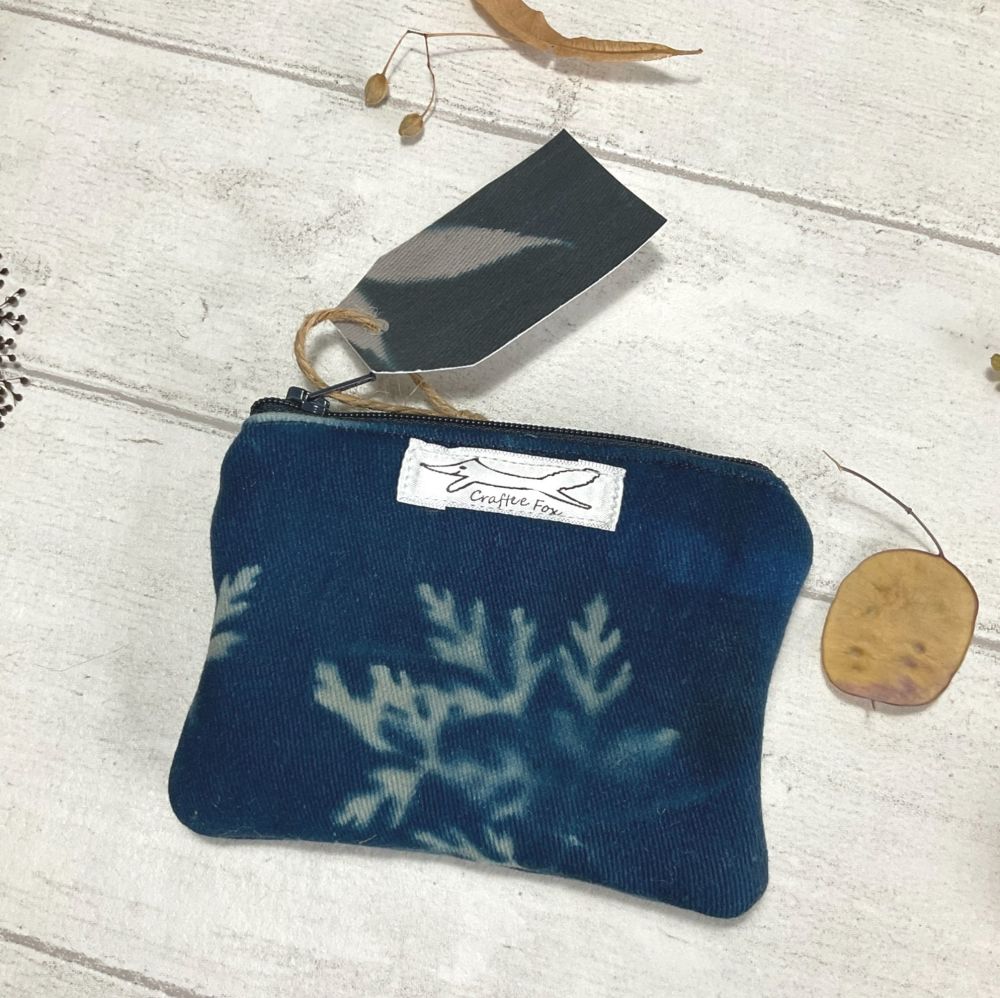 Cyanotype Honesty and Coriander pouch
