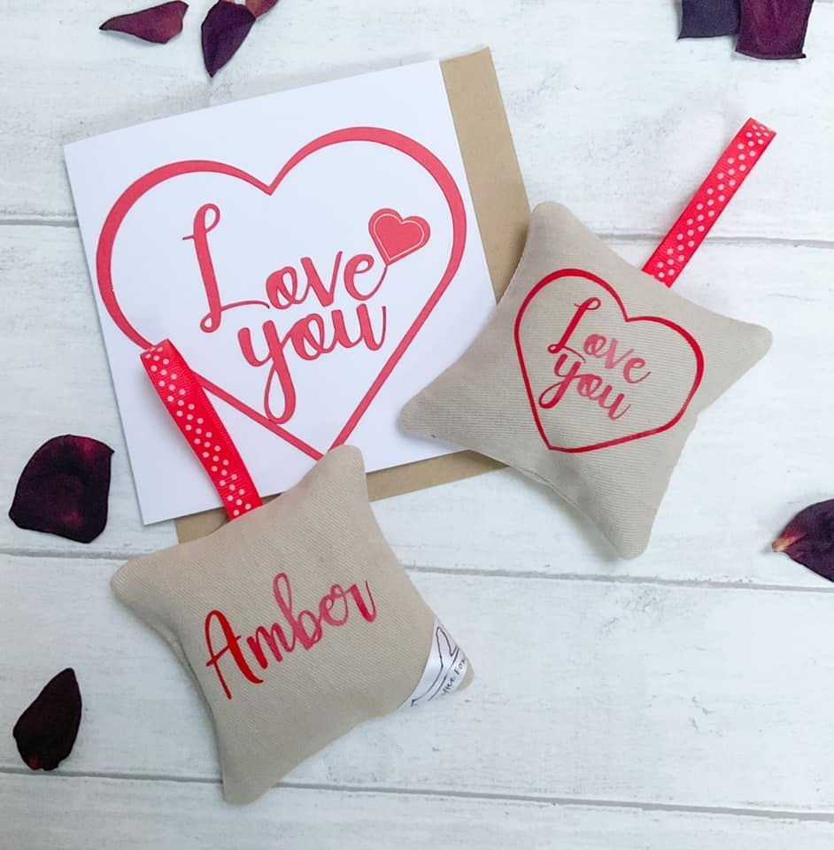 'Love you' lavender bag and card