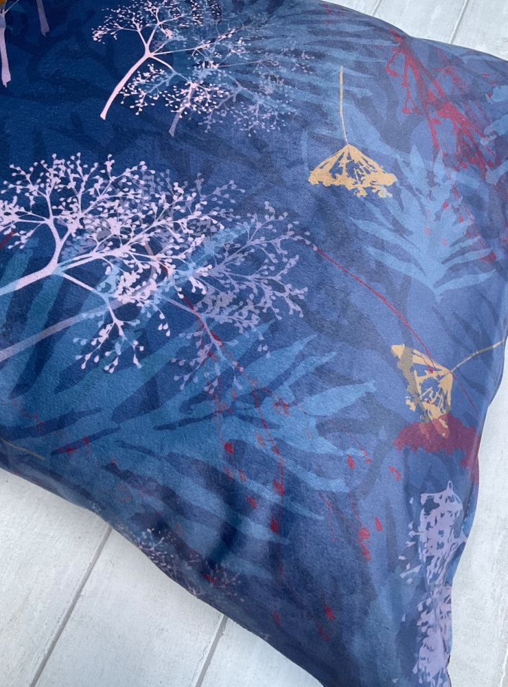 Blue Elderflower Shadows cushion