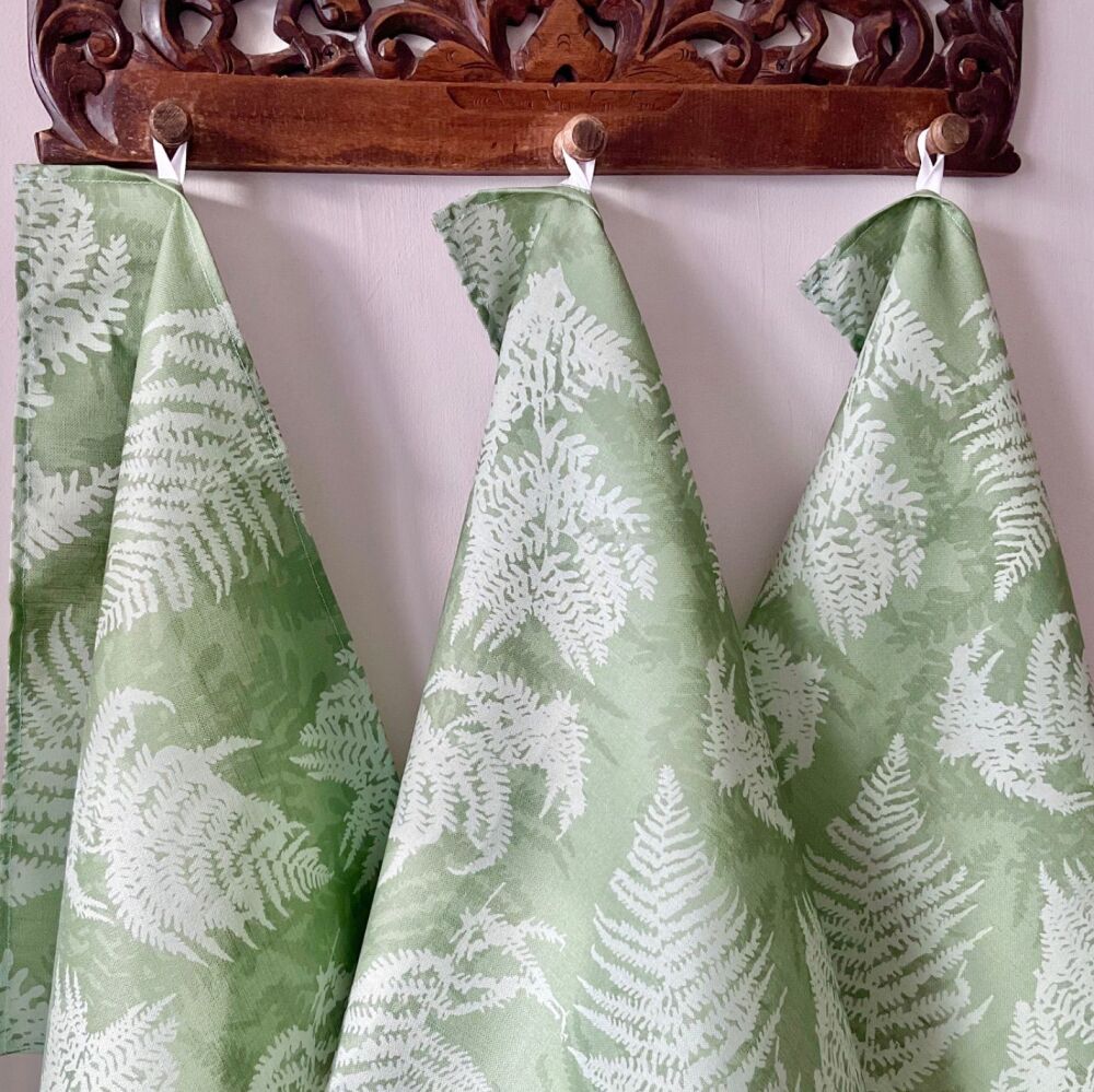 Green Fern tea towel