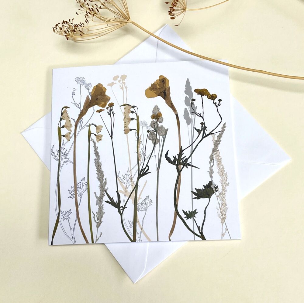 Daffodil & snowflakes  greeting card