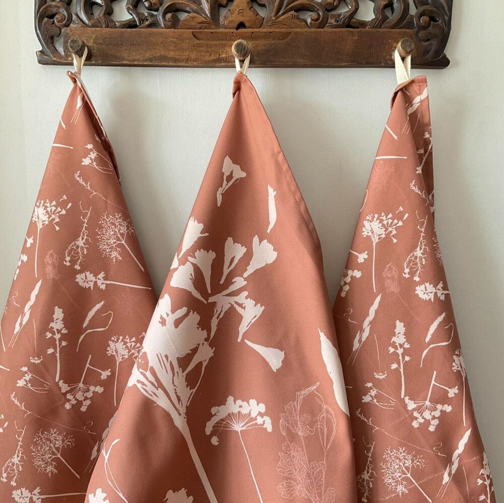 Mocha mousse botanical tea towel