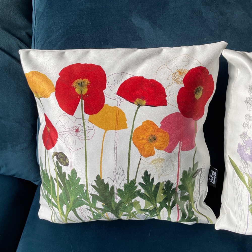 Poppies floral cushion