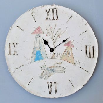 Large round wall clock "Houses"