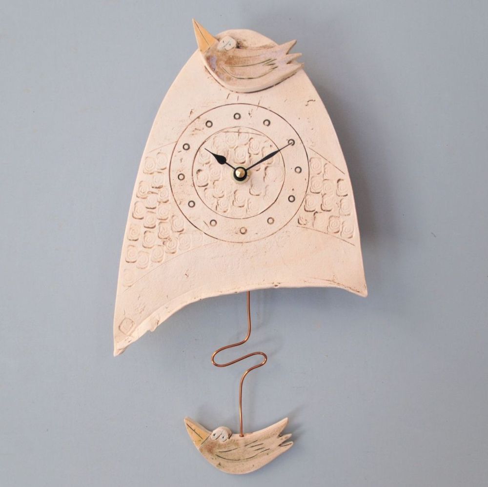 Ceramic pendulum wall clock - Small "Bird"