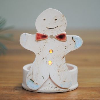 Christmas tea light holder "Gingerbread man red bow"  . . . SALE . . . from £23 . . . 