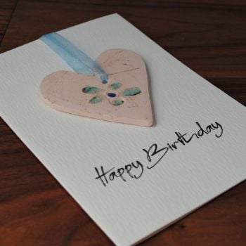 Birthday card with ceramic heart 