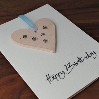 Birthday card with ceramic heart 