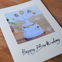 Birthday card - Lady statue with dots &  circle