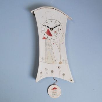 Ceramic wall clock with pendulum "House"