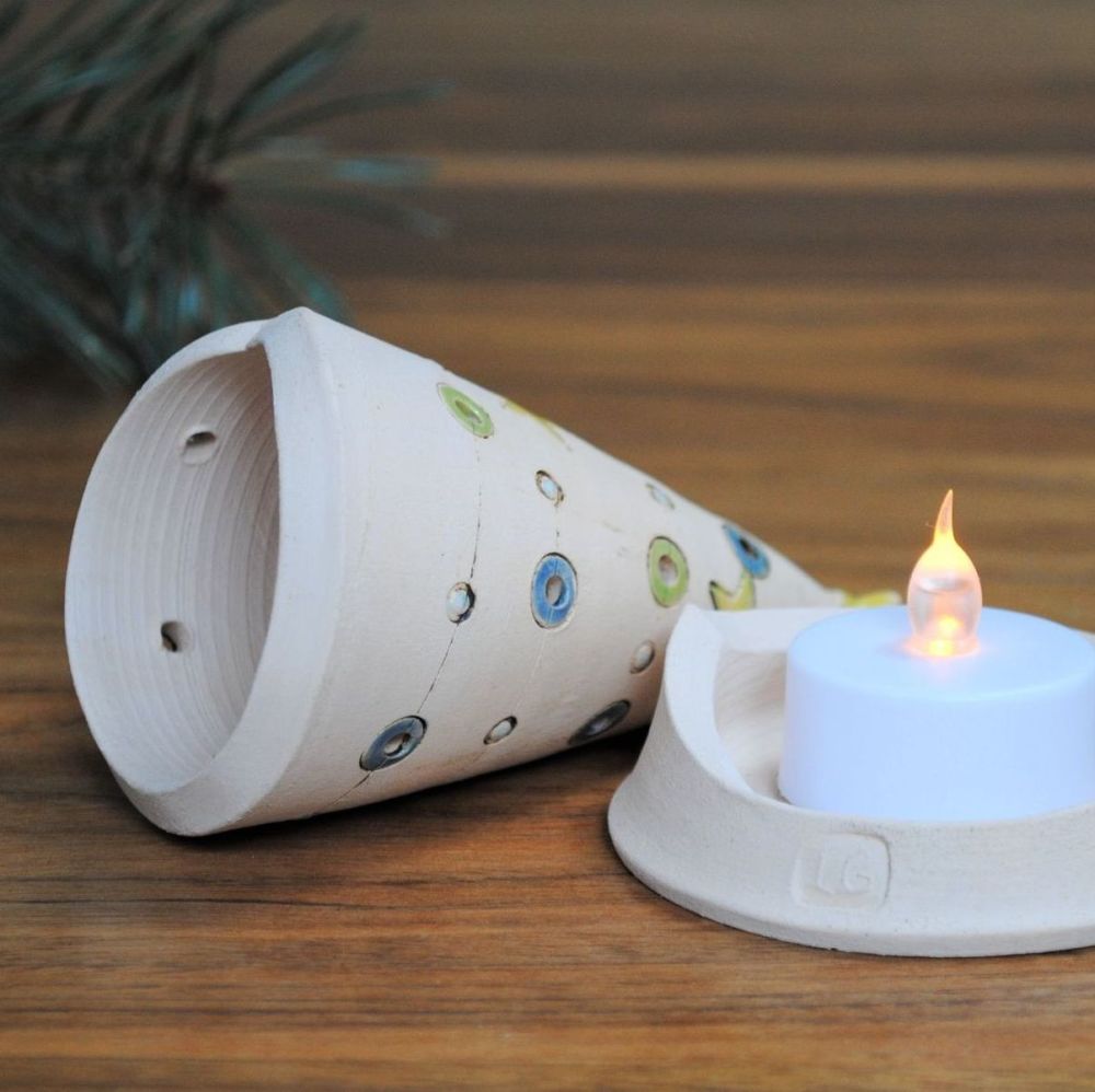 Christmas tea light holder LED powered "Green, blue" . . . SALE . . . from £28 . . .