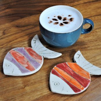 Coasters round "Fish"  set of two