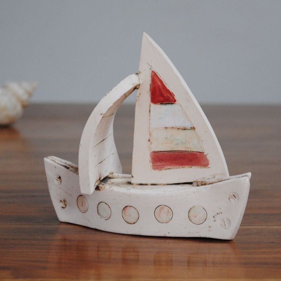 Nautical Decor | Ceramic Boats & Fish| Iveta Goddard Ceramics