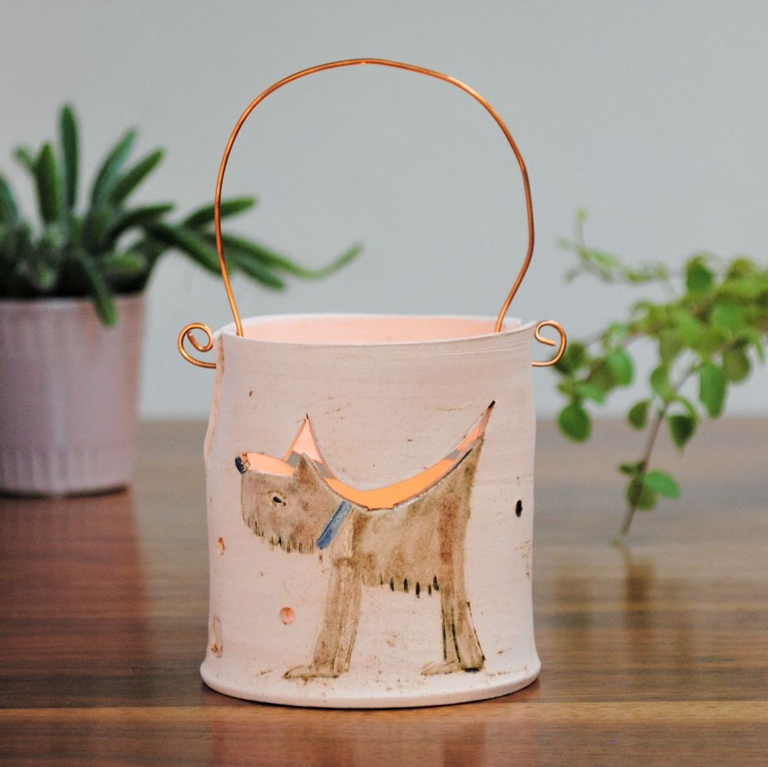 Tea light with copper wire - Dog design