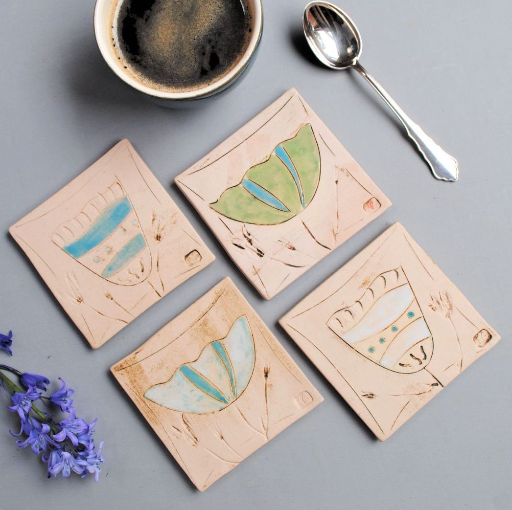 Coasters set of four in flower design
