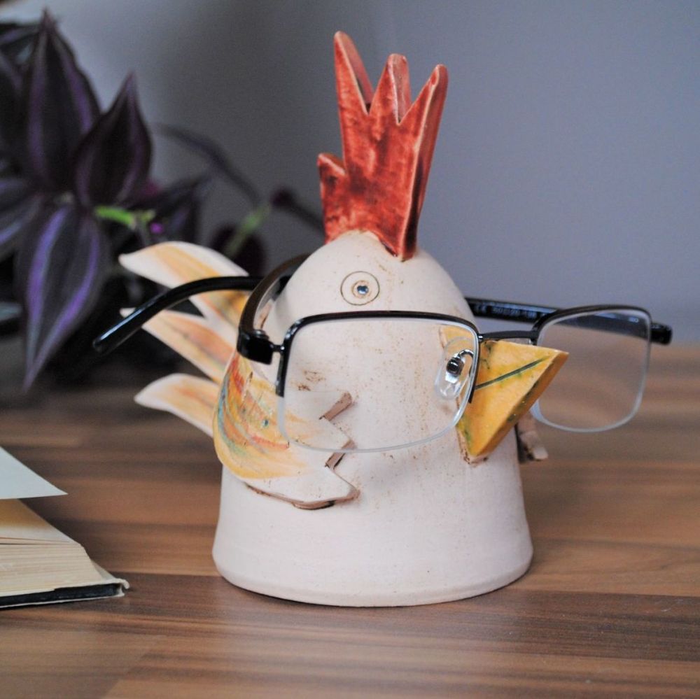 Handmade ceramic chicken glasses.