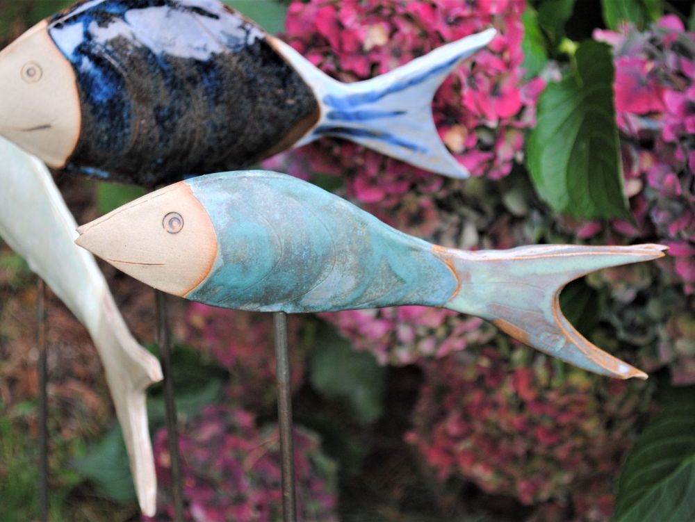 Fish garden ornament - green
