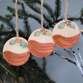 Christmas tree decoration  "Christmas pudding" set of 3 . . SALE . . from £17.90