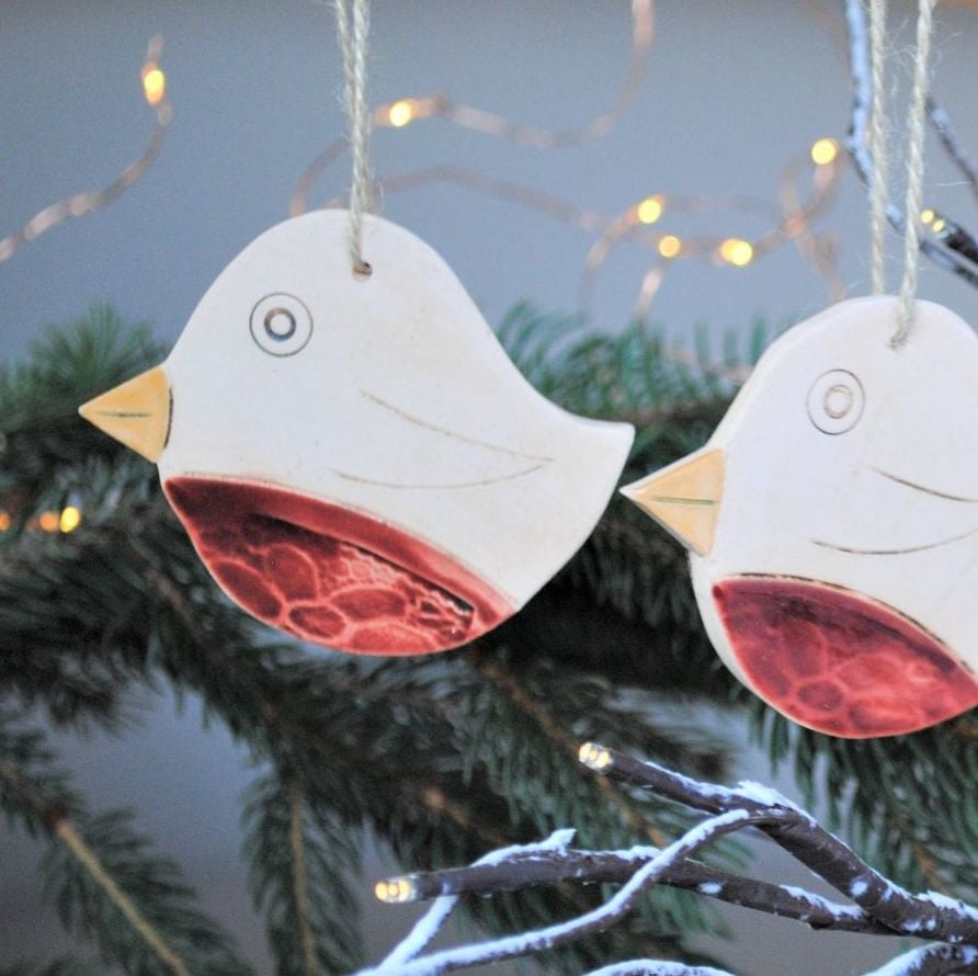 Christmas tree hanging decoration  "Robins" set of 3 . .  SALE . . from £17.90
