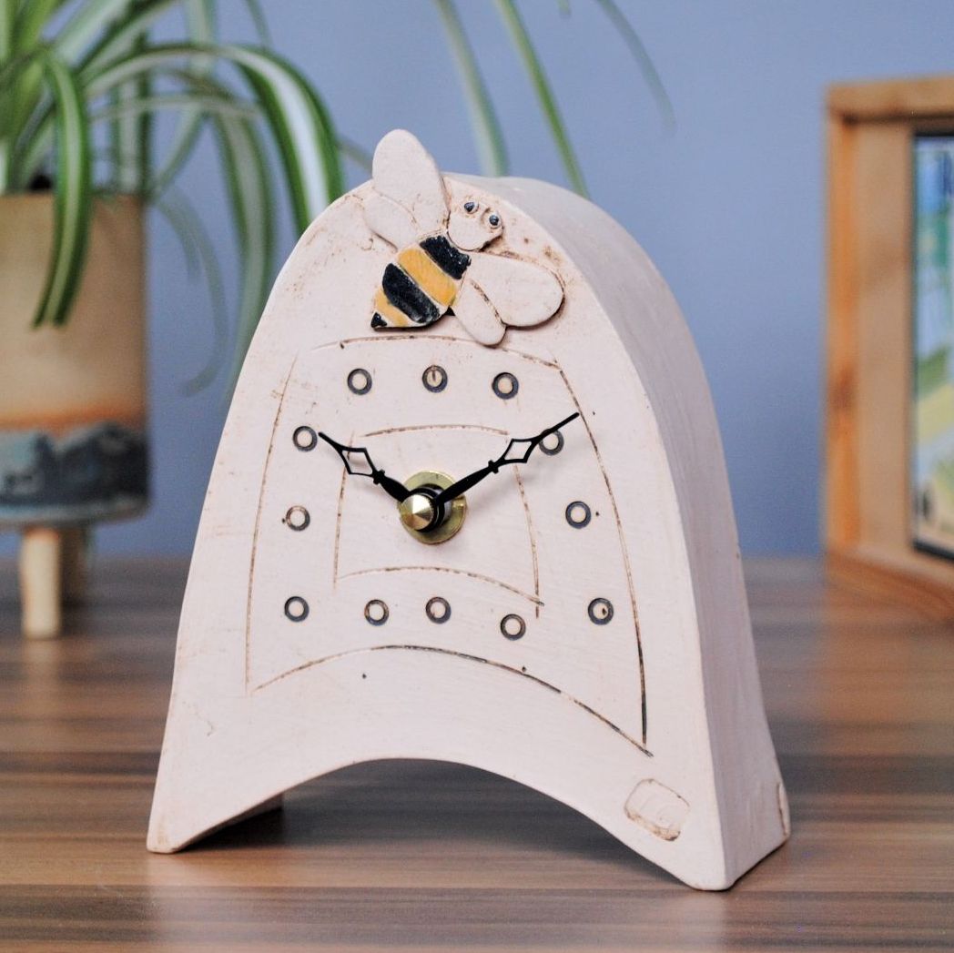 Bumblebee unique and conteporary ceramic mantel clock.