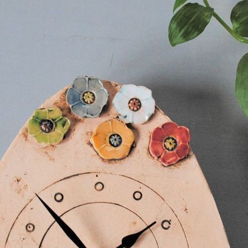 Ceramic pendulum wall clock - Small "Flowers"