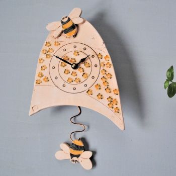 Ceramic pendulum wall clock - Small "Bee"