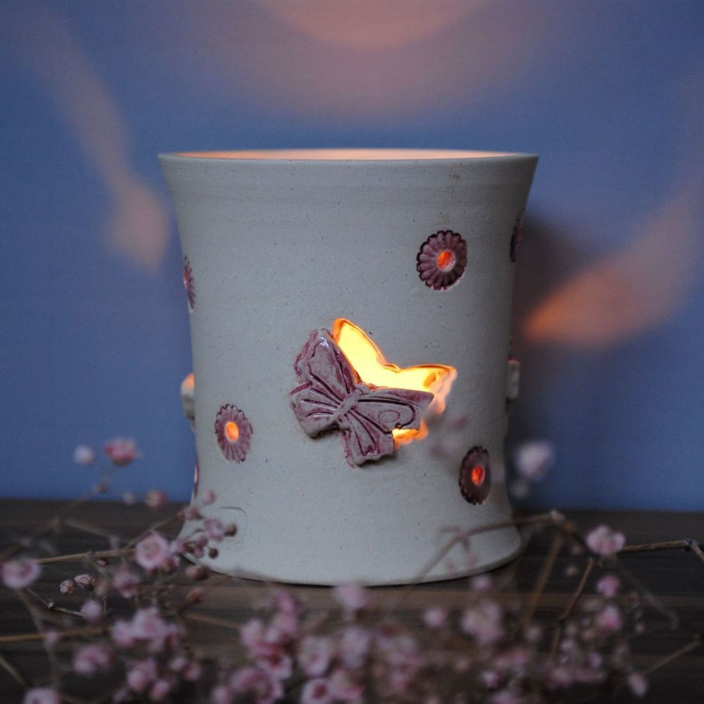 White Tea light - Butterfly