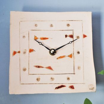Ceramic wall clock square "Fish"