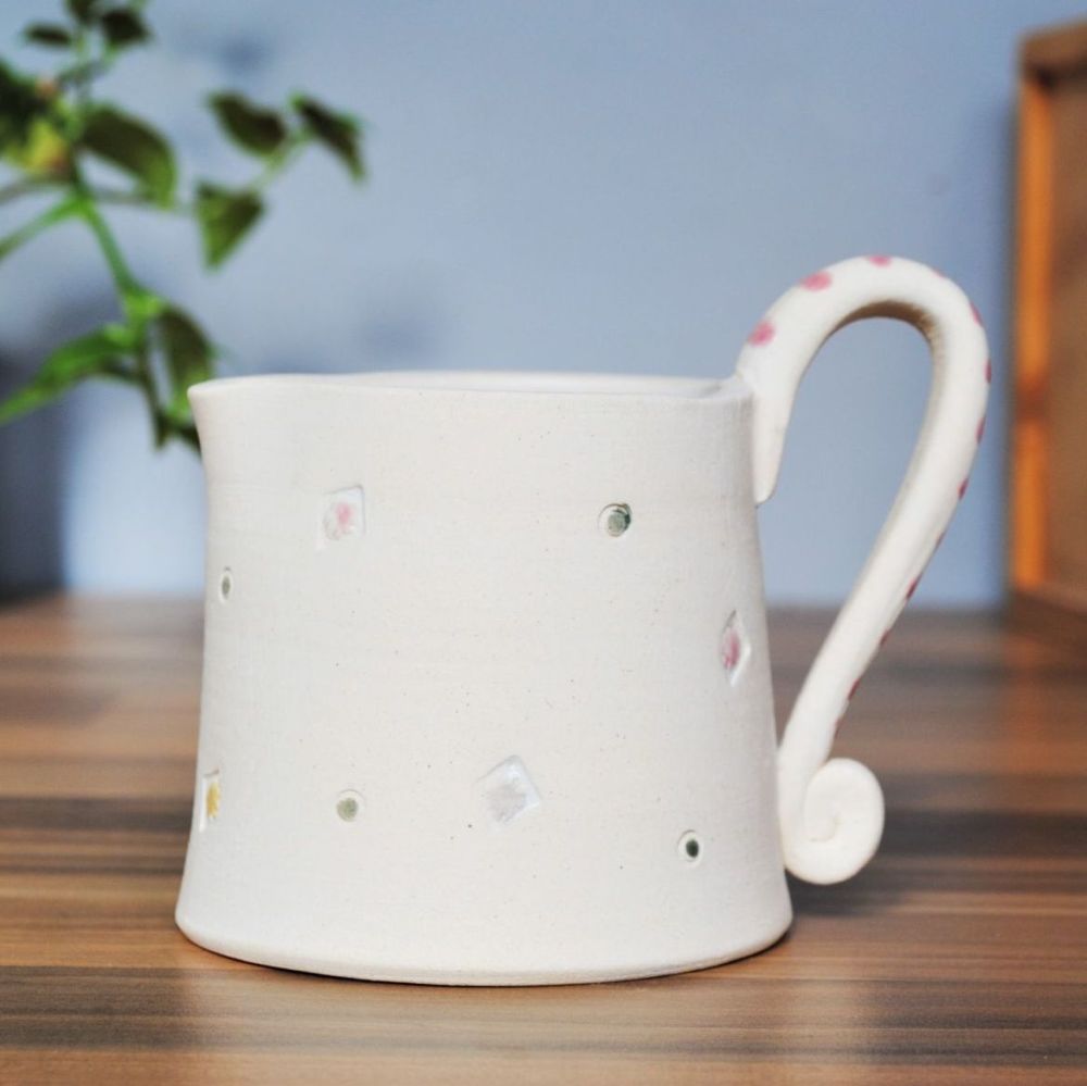 Jug with pink detailed handle. . . . . . . . . SALE . . . .SALE . . . was £25