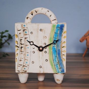 SALE. . . SALE . . . SALE . . .  from £96 . . . ceramic mantel feet & handle clock  "Contemporary"