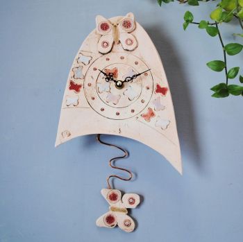 Ceramic pendulum wall clock - Small "Butterfly"