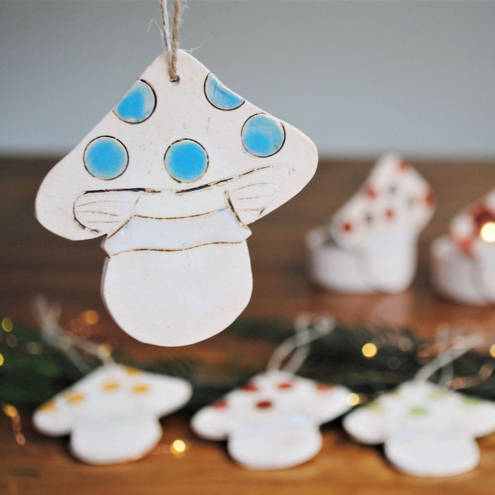 Christmas tree hanging decoration  - Blue mushroom