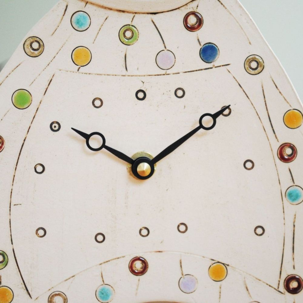 Ceramic clock mantel - Medium "Colourfull dots"