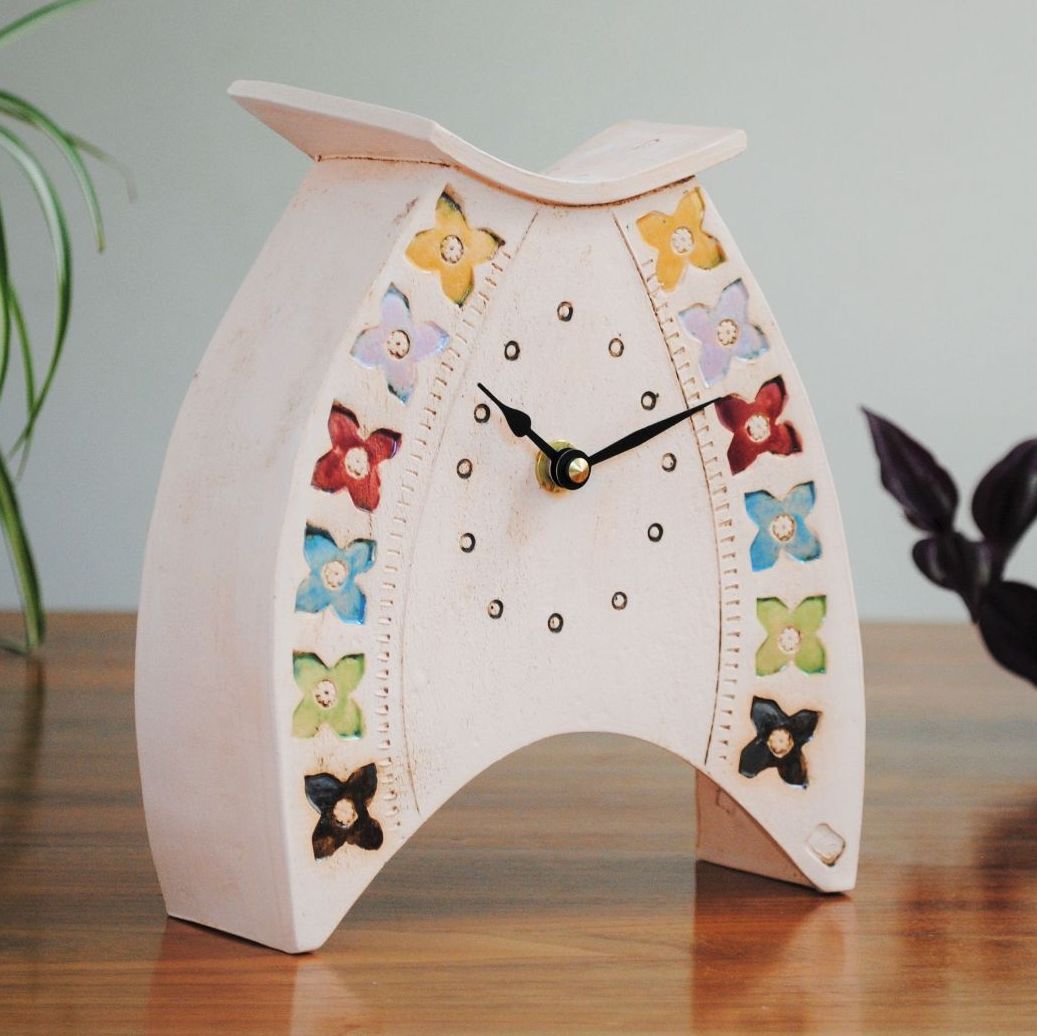 Ceramic clock mantel - Medium "Rainbow colours"