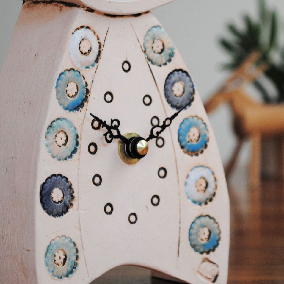 Ceramic clock mantel - Mini "Daisies in blues"