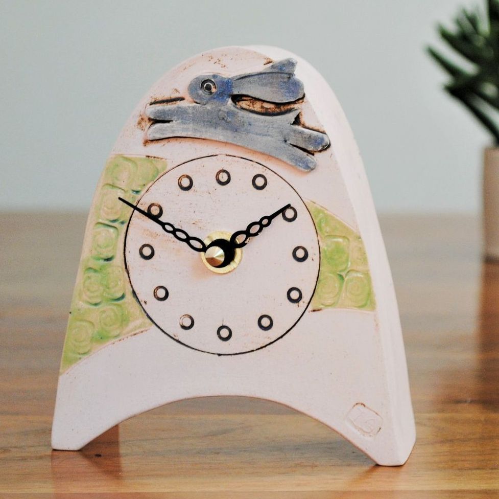 Ceramic mantel clock  small rounded "Rabbit / Hare "