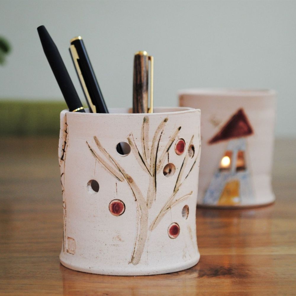 Pencil or Tealight holder - House & tree