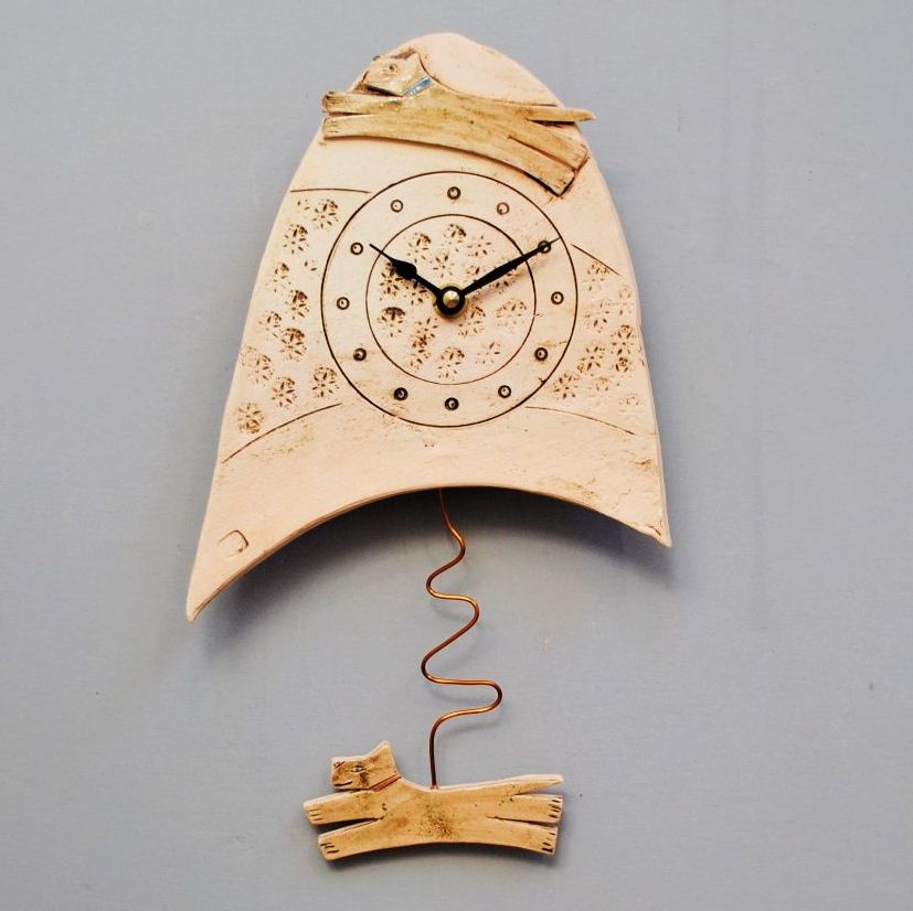 Ceramic pendulum wall clock - Small "Dog "