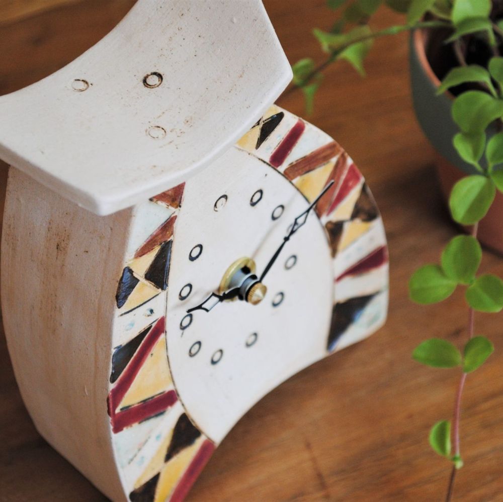 Ceramic clock mantel - Mini "Geometric design"