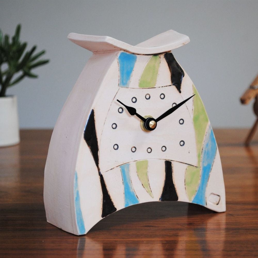 Ceramic clock mantel - Small "Coloured lines"