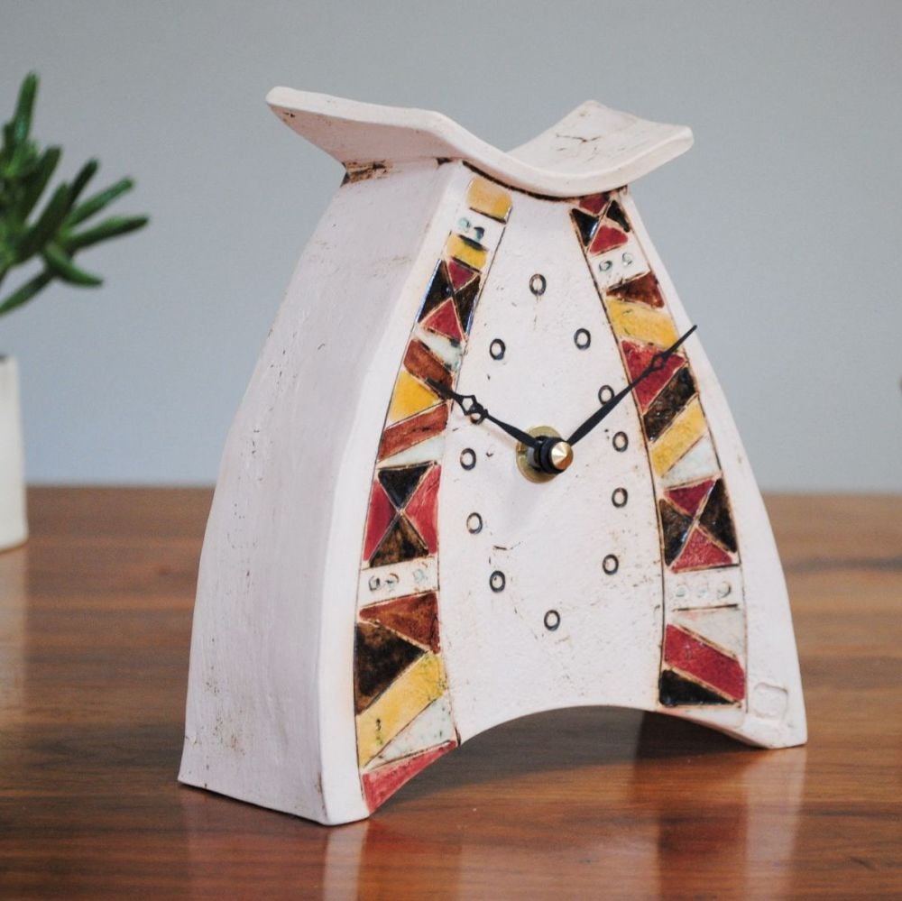Ceramic clock mantel - Small "Geometric pattern"