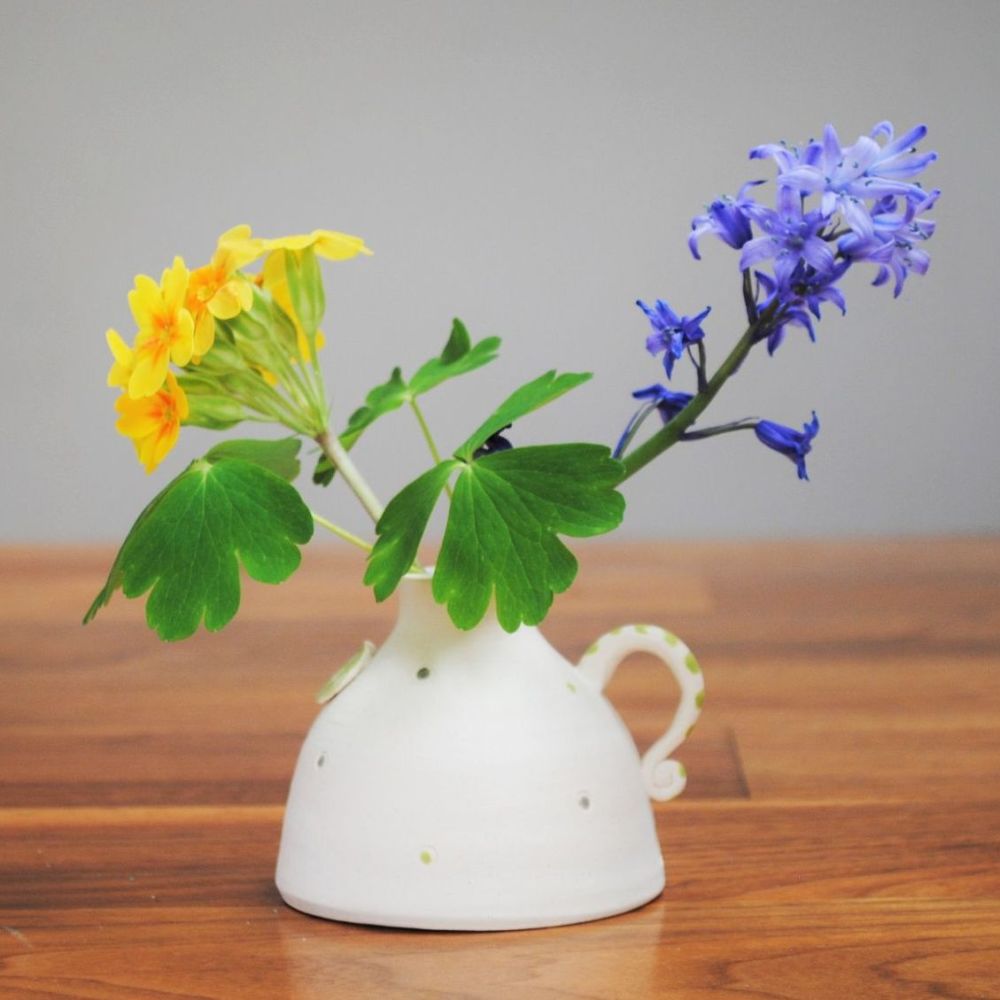 . . . . . . was £19 . . . . . now £15 . . . . . . . .   Bud vase - White & lime green