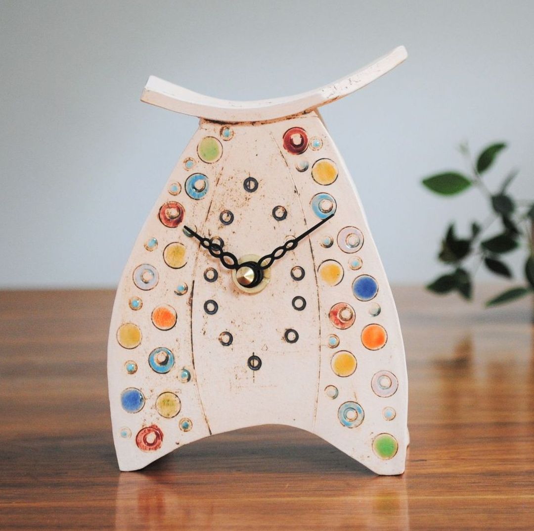 Ceramic clock mantel - Mini "Bright coloured dots"