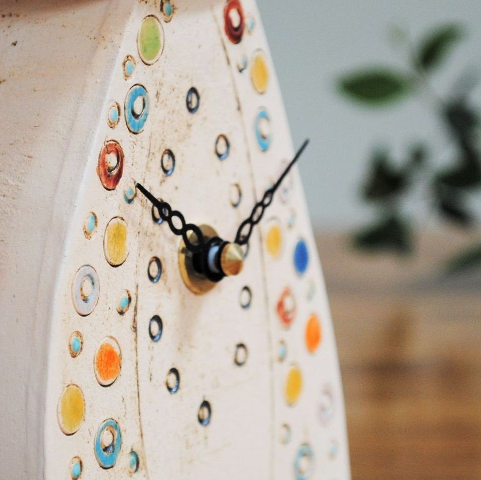 Ceramic clock mantel - Mini "Bright coloured dots"