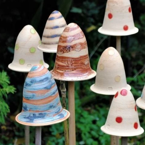 Toadstool cane toppers