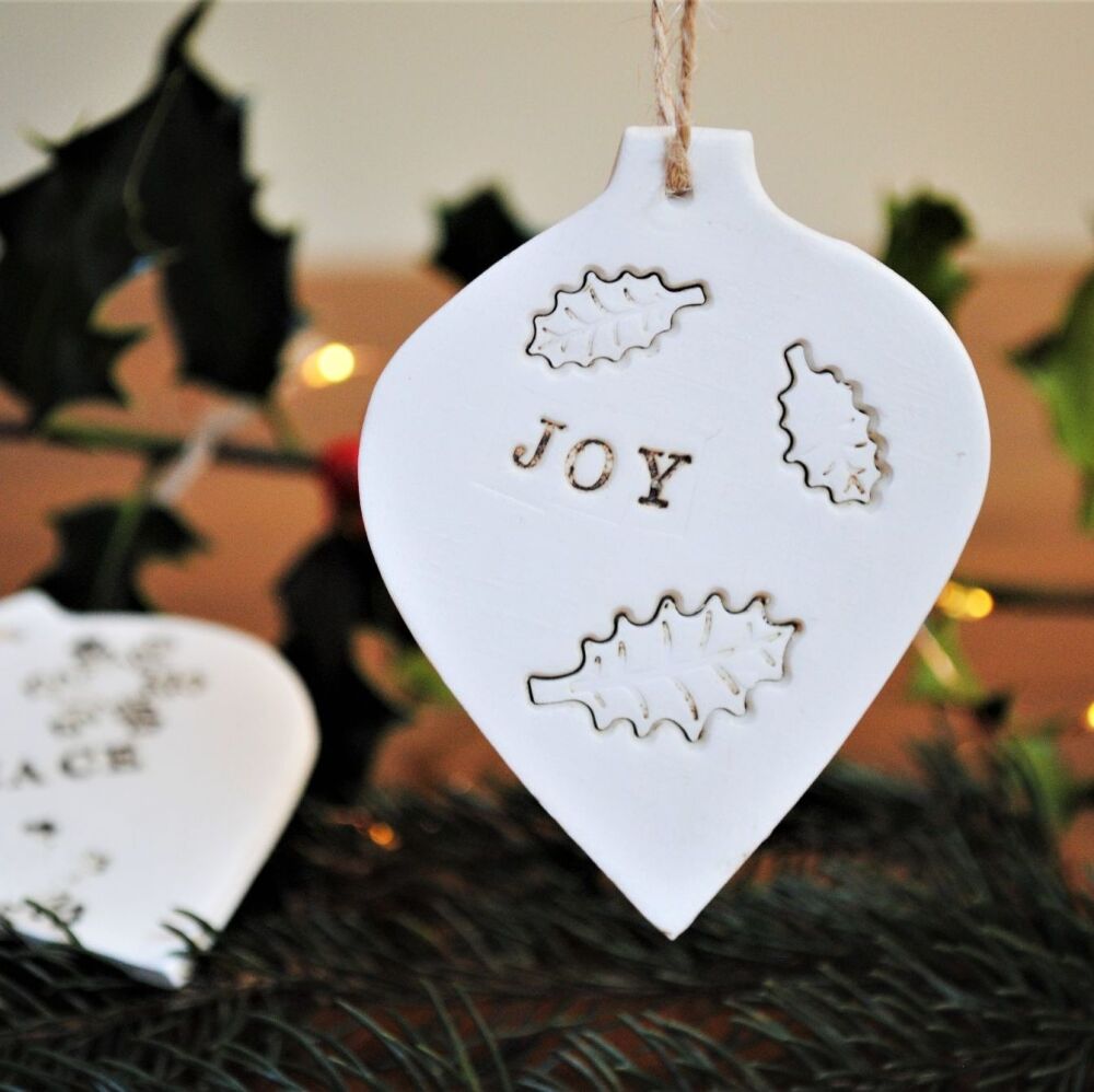 Christmas tree decoration"Love, Joy, Peace" set of 3