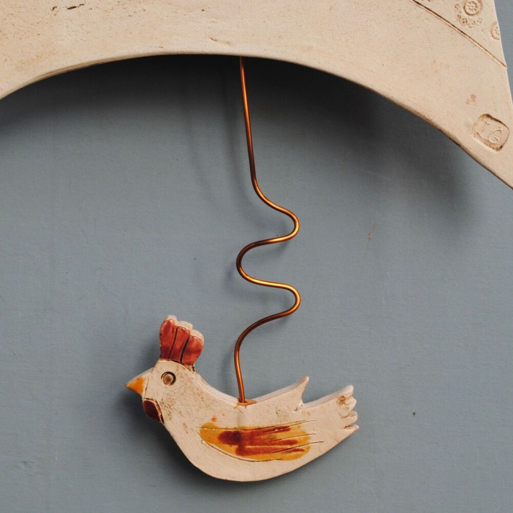Ceramic pendulum wall clock - Small "Chicken / Cockerel "