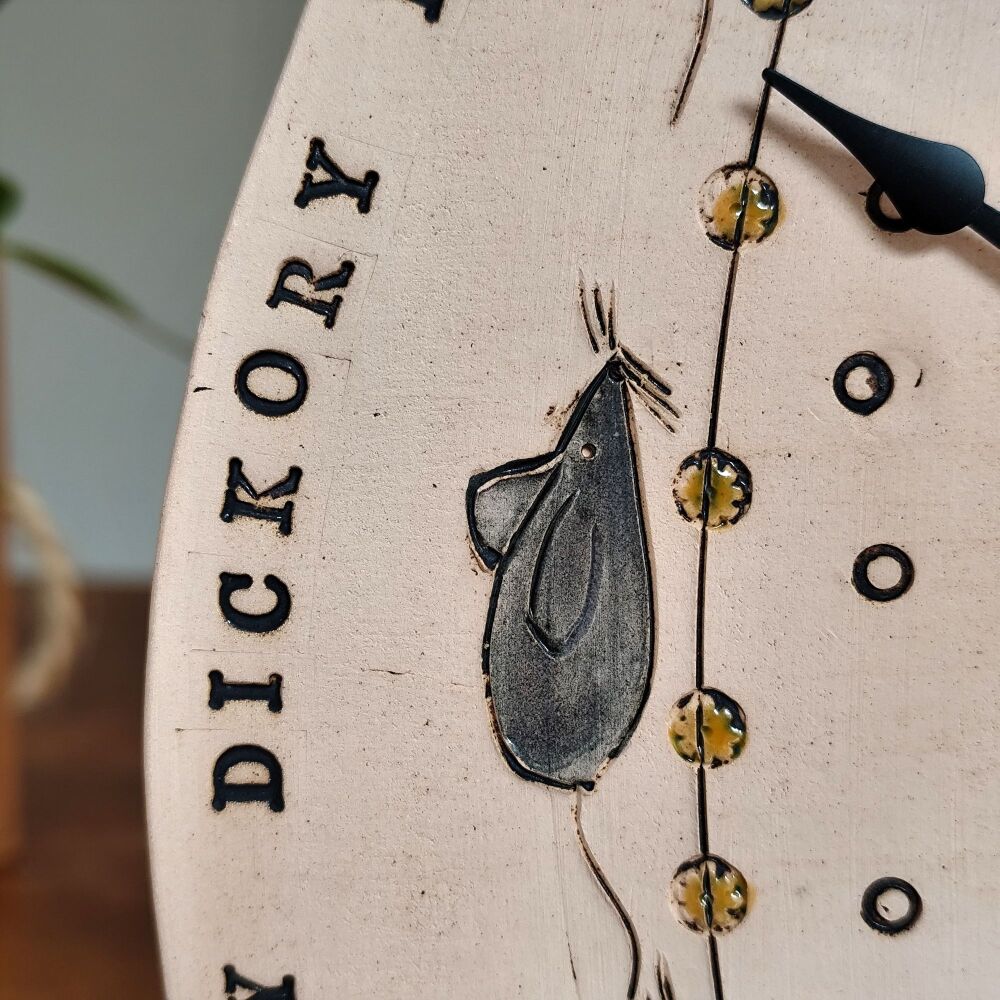 Ceramic clock mantel - Large "Hickory Dickory Dock "